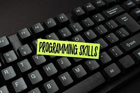 Conceptual caption Programming Skills. Business idea skills vital to write a Fotos de archivo