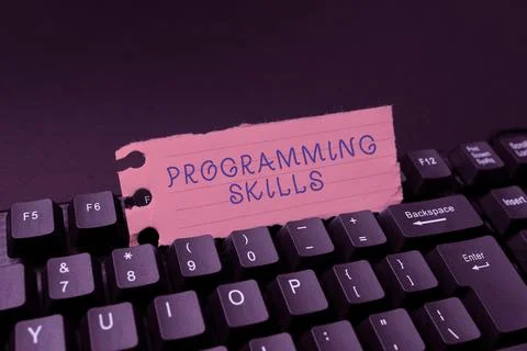 Conceptual caption Programming Skills. Internet Concept skills vital to write a Foto stock