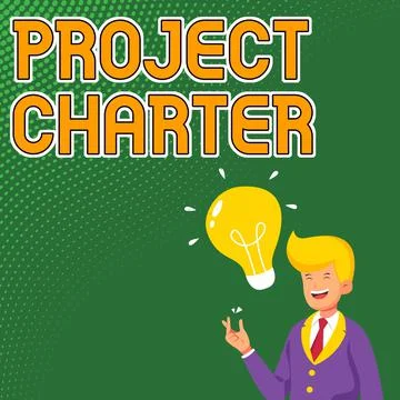 Conceptual caption Project Charter. Business showcase typically short formal Stock Illustration