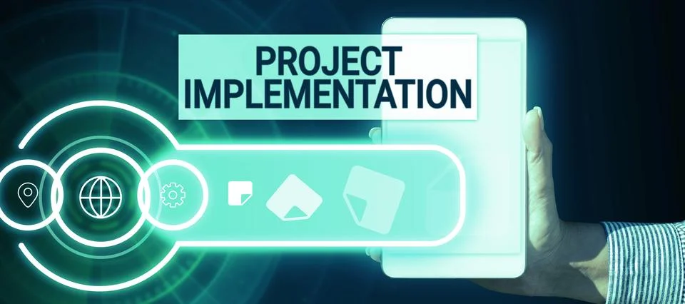 Conceptual caption Project Implementation. Word Written on paying for start up Stock Photos