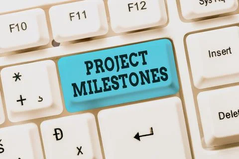 Conceptual caption Project Milestones. Internet Concept duration that shows an Foto stock