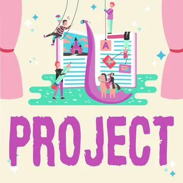 Conceptual caption Project. Word for Planned work activity Study of particular 스톡 일러스트