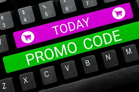 Conceptual caption Promo Code. Business concept digital numbers that give you Stock Photos