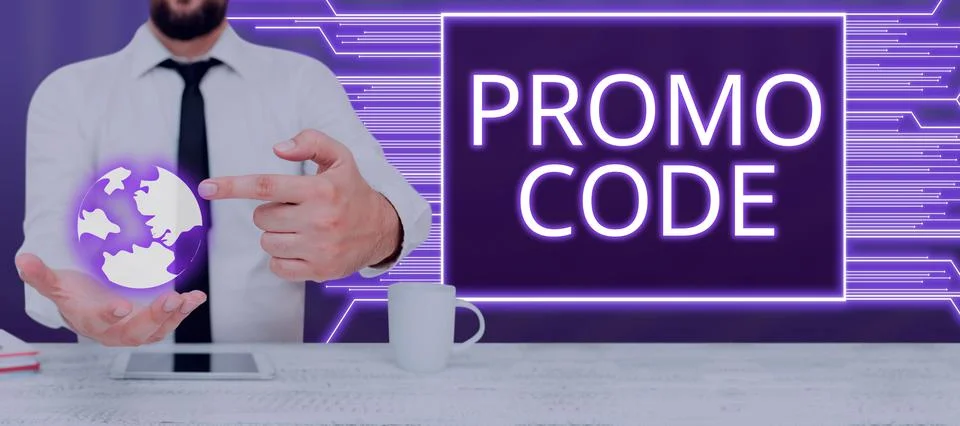 Conceptual caption Promo Code. Business idea digital numbers that give you good Stock Photos