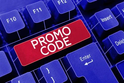 Conceptual caption Promo Code. Internet Concept digital numbers that give you Foto stock