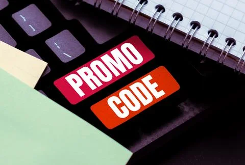 Conceptual caption Promo Code. Internet Concept digital numbers that give you Foto stock