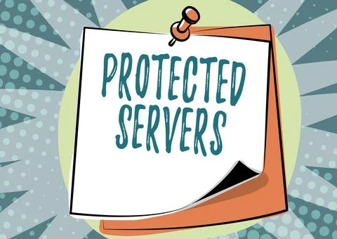 Conceptual caption Protected Servers. Business overview technology for イラスト素材