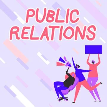 Conceptual caption Public Relations. Word Written on practice managing spread of Illustrazione stock