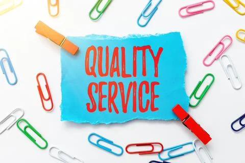 Conceptual caption Quality Service. Concept meaning how well delivered service Stock Photos