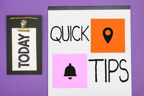Conceptual caption Quick Tips. Word Written on small but particularly useful Stock Photos