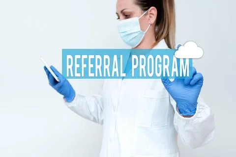 Conceptual caption Referral Program. Conceptual photo internal recruitment 스톡 사진