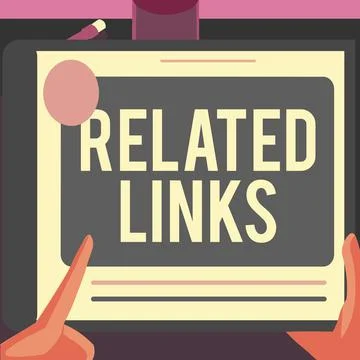 Conceptual caption Related Links. Internet Concept Website inside a Webpage Stock Illustration