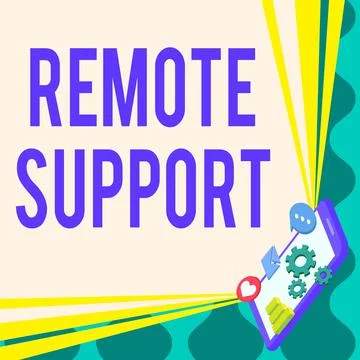 Conceptual caption Remote Support. Business idea help endusers to solve computer Stock Illustration