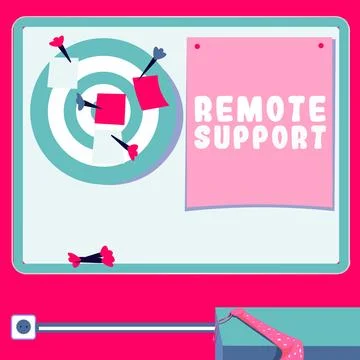 Conceptual caption Remote Support. Business overview help end-users to solve イラスト素材