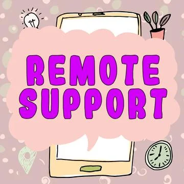 Conceptual caption Remote Support. Word for help end-users to solve computer Stock Illustration