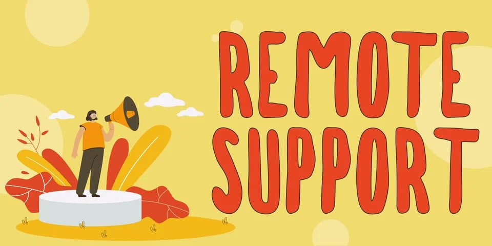 Conceptual caption Remote Support. Word Written on help end-users to solve Stockillustratie