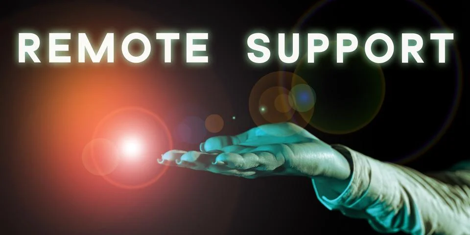 Conceptual caption Remote Support. Word for help end-users to solve computer Stock Photos