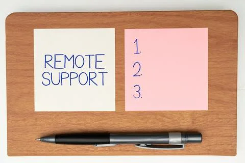 Conceptual caption Remote Support. Word for help end-users to solve computer Stock Photos