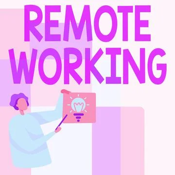 Conceptual caption Remote Working. Business concept style that allows Stock Illustration