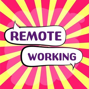 Conceptual caption Remote Working. Conceptual photo situation in which an Stock Illustration