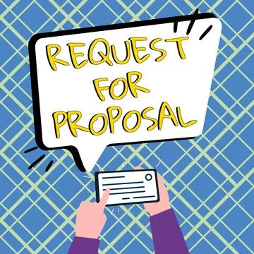 Conceptual caption Request For Proposal. Business showcase document contains Stock Illustration
