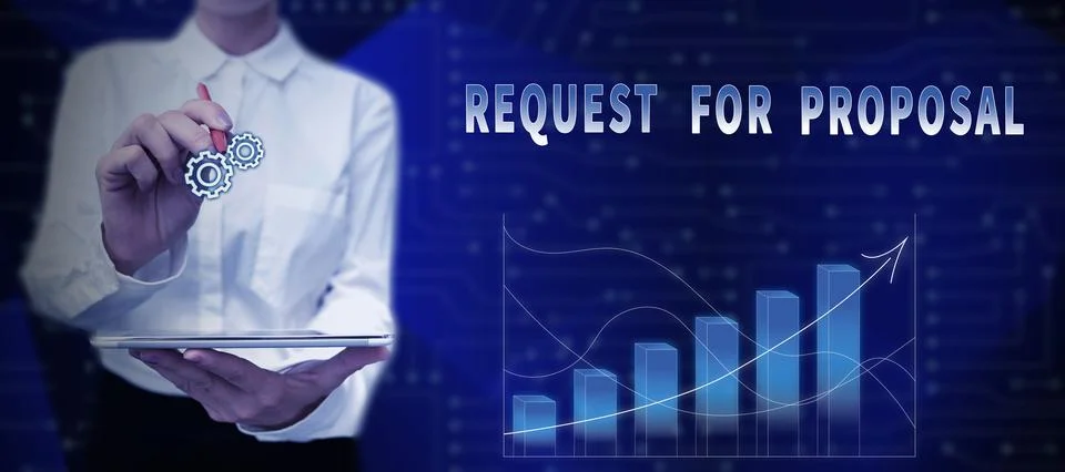 Conceptual caption Request For Proposal. Business approach document contains Stock Photos