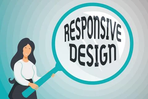 Conceptual caption Responsive Design. Business concept web page creation that Illustrazione stock