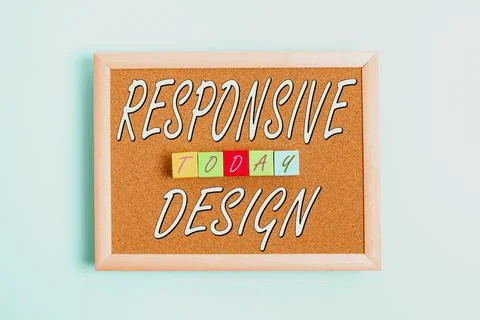 Conceptual caption Responsive Design. Word for web page creation that makes use Stockfoto's