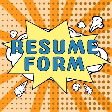 Conceptual caption Resume Form. Concept meaning describe the layout elements Stock Illustration