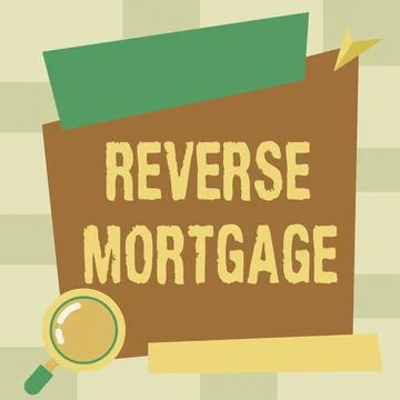Conceptual caption Reverse Mortgage. Internet Concept loan for seniors age above Ilustração Stock