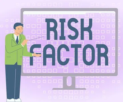 Conceptual caption Risk Factor. Concept meaning Characteristic that may increase Stock Illustration