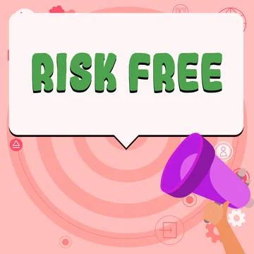 Conceptual caption Risk Free. Concept meaning used to describe something that Illustrazione stock