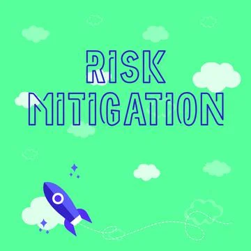 Conceptual caption Risk Mitigation. Word for strategy to prepare for and lessen Stock Illustration