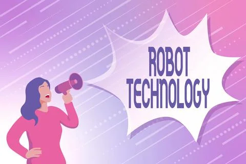 Conceptual caption Robot Technology. Business idea develop machines that can Stock Illustration