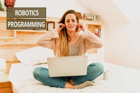 Conceptual caption Robotics Programming. Business concept software that used to 스톡 사진