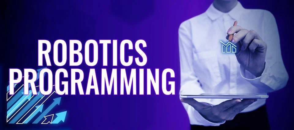 Conceptual caption Robotics Programming. Internet Concept software that used to Stock Photos