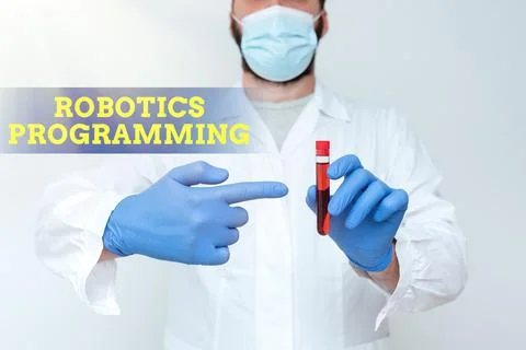 Conceptual caption Robotics Programming. Word Written on software that used to 스톡 사진