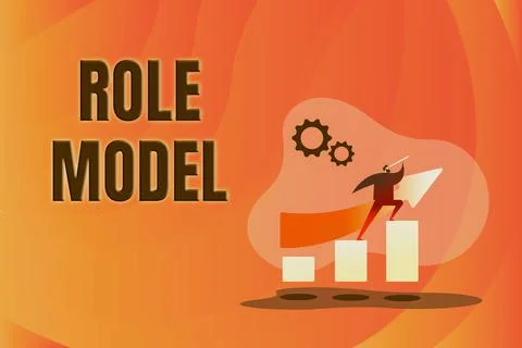 Conceptual caption Role Model. Business overview a person looked to by others as Stock Illustration