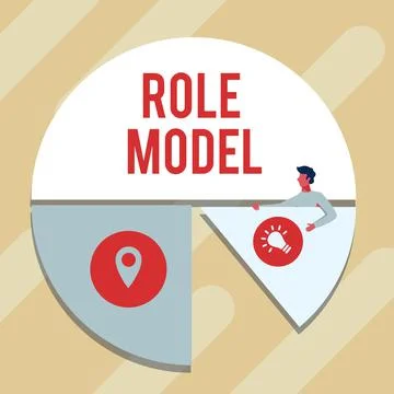 Conceptual caption Role Model. Concept meaning a person looked to by others as Stock Illustration