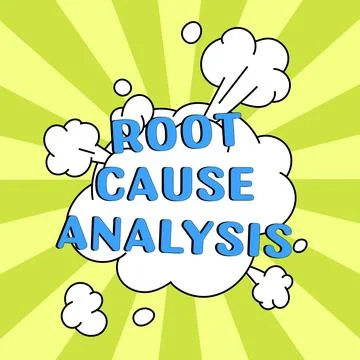 Conceptual caption Root Cause Analysis. Concept meaning Method of Problem Illustrazione stock