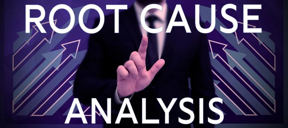 Conceptual caption Root Cause Analysis. Business overview Method of Problem Stock Photos