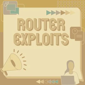 Conceptual caption Router Exploits. Conceptual photo takes advantage of a Stock Illustration