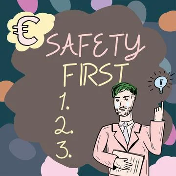 Conceptual caption Safety First. Business idea Avoid any unnecessary risk Live Stock Illustration
