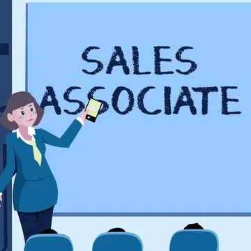Conceptual caption Sales Associate. Word Written on primary task is selling the Stock Illustration