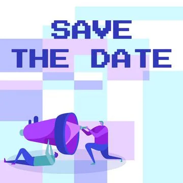 Conceptual caption Save The Date. Word Written on Systematized events Scheduled Illustrazione stock