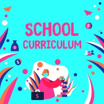 Conceptual caption School Curriculum. Concept meaning designed to provide Stock Illustration