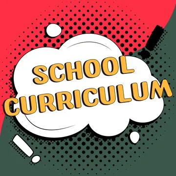 Conceptual caption School Curriculum. Word for designed to provide learning Stock Illustration