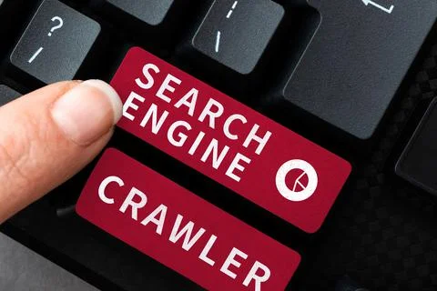 Conceptual caption Search Engine Crawler, Business showcase program or automa 写真素材