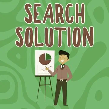 Conceptual caption Search Solution. Concept meaning an action or process of Stock Illustration