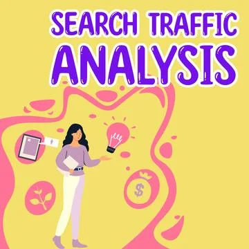 Conceptual caption Search Traffic Analysis. Business overview service that Stock Illustration